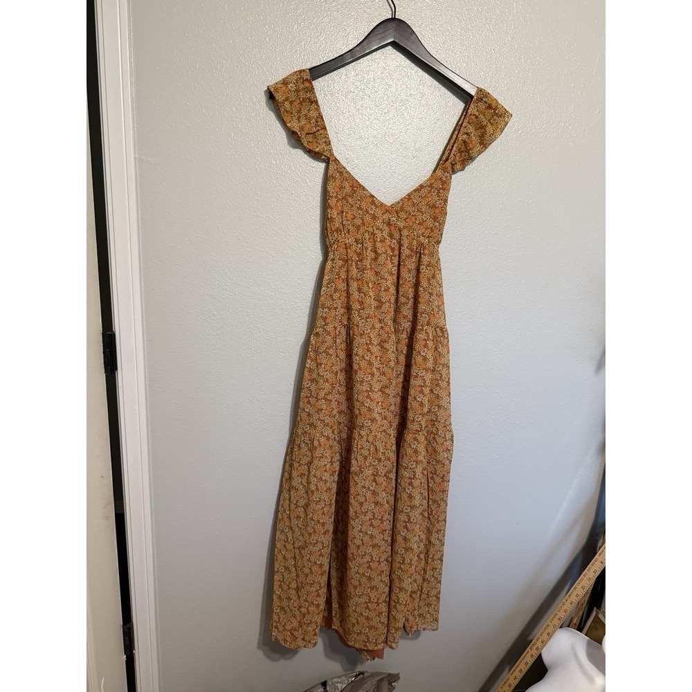 Madewell Floral Georgette Ruffle-Sleeve Tiered Midi Dress Daisy Meadow Size 14 - Picture 3 of 13